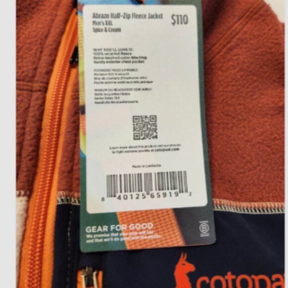 Cotopaxi Abrazo Half-Zip Cream, Spice, Navy Fleece Pullover Jacket - Picture 7 of 11